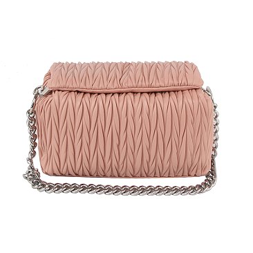 Chevron Pleated Chain Link Boxy Satchel