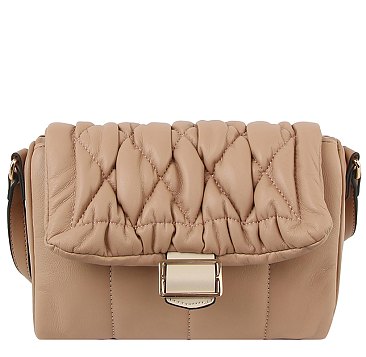 Quilted Puffy Flap Crossbody Bag