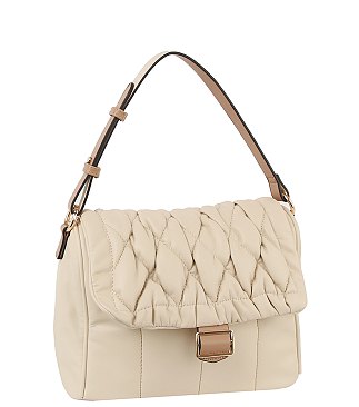 Quilted Puffy Flap Satchel