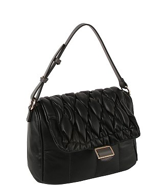 Quilted Puffy Flap Satchel