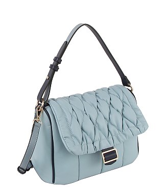 Quilted Puffy Flap Satchel