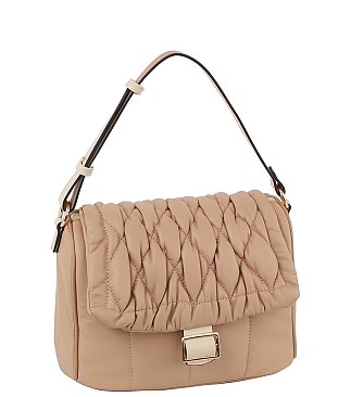 Quilted Puffy Flap Satchel