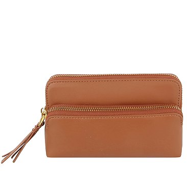 Genuine Leather Organizer Clutch Crossbody Bag