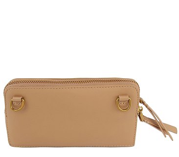 Genuine Leather Organizer Clutch Crossbody Bag