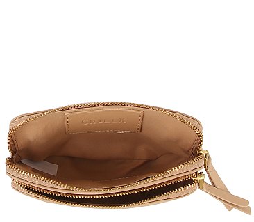 Genuine Leather Organizer Clutch Crossbody Bag