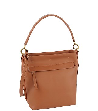 Genuine Leather Bucket Bag Satchel