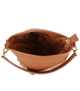 Genuine Leather Bucket Bag Satchel