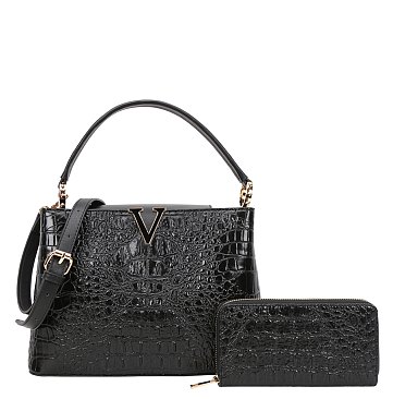 croc handbags with wallet at wholesale