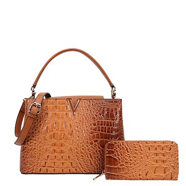 brown croc handbag