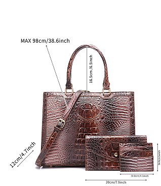 Tie-dyed 3in1 Crocodile Skin Large Tote Bag