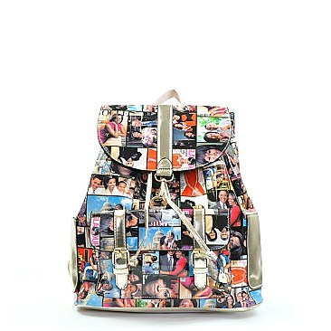 Obama Michele Print Draw String Backpack