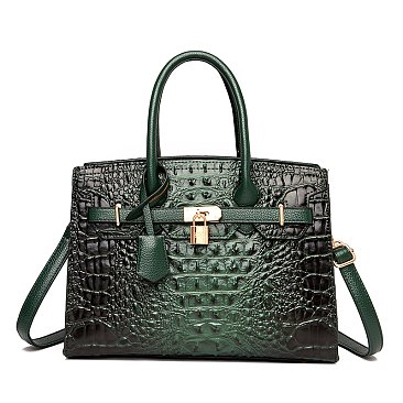 Crocodile Chic Padlock Satchel