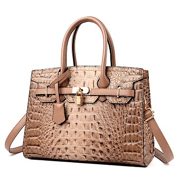 Crocodile Chic Padlock Satchel