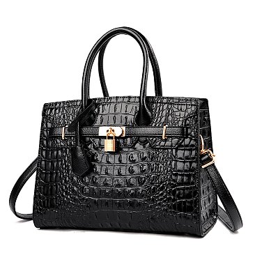 crocodile black satchel