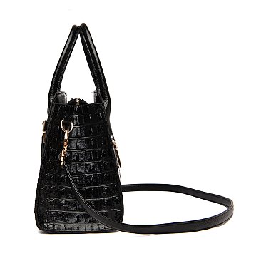 Crocodile Chic Padlock Satchel