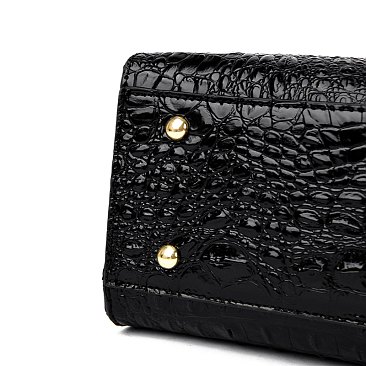 Crocodile Chic Padlock Satchel