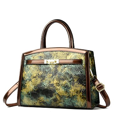 Abstract Printed Satchel Crossbody Bag