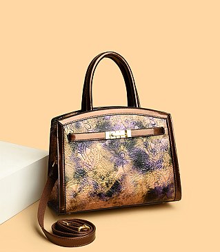 Abstract Printed Satchel Crossbody Bag