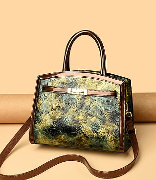 Abstract Printed Satchel Crossbody Bag