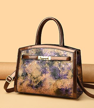 Abstract Printed Satchel Crossbody Bag