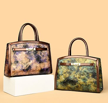 Abstract Printed Satchel Crossbody Bag