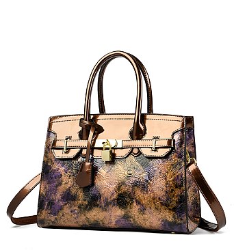 Abstract Floral  Satchel Crossbody Bag