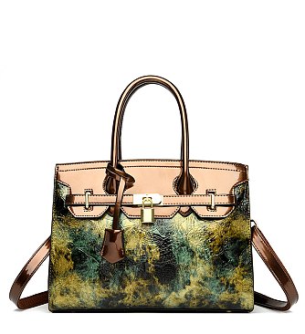 Abstract Floral  Satchel Crossbody Bag