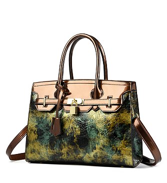 Abstract Floral  Satchel Crossbody Bag