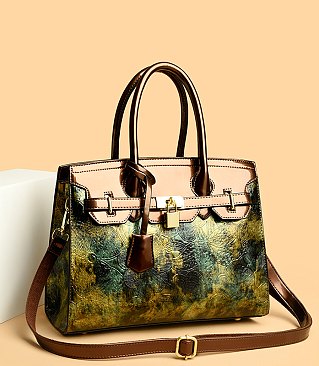 Abstract Floral  Satchel Crossbody Bag