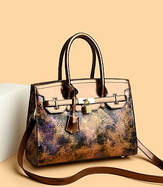 Abstract Floral  Satchel Crossbody Bag