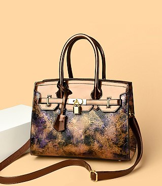 Abstract Floral  Satchel Crossbody Bag