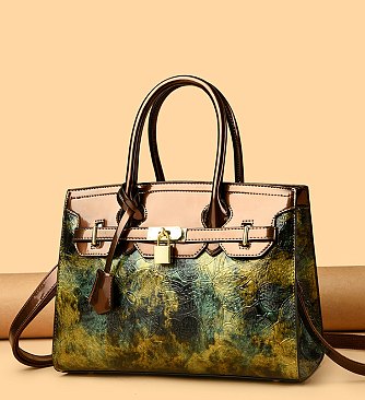 Abstract Floral  Satchel Crossbody Bag