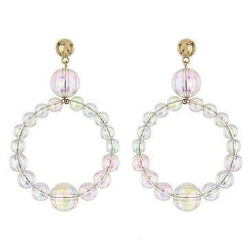 Fashionable Earrings Post Clear Ball Hoop Drop SLE0724