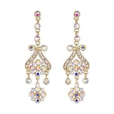 Classy Chandelier Flower Drop Rhinestone Earrings SLE1628