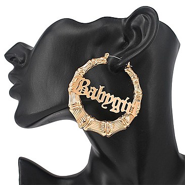 BABYGIRL METAL BAMBOO HOOP EARRINGS