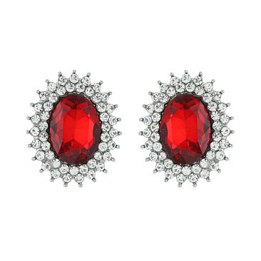 FASHIONABLE SUNBURST GLASS STONE STUD EARRING SLEQ636