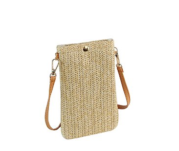 Straw Cell Phone Purse Crossbody Bag