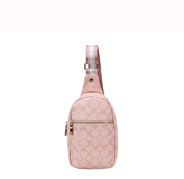 Oval Pattern Print Sling Bag with guitar strap