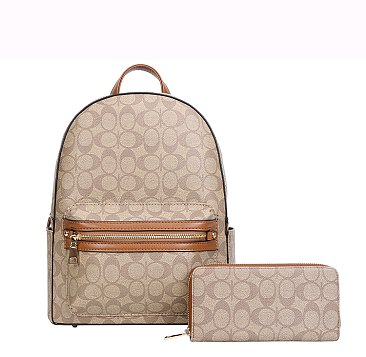 Fashion Monogram Backpack with Wallet