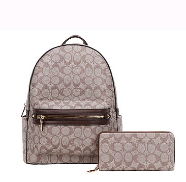 Fashion Monogram Backpack with Wallet