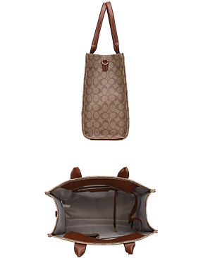 2-IN1 Oval Print Tote / Satchel W Wallet Set