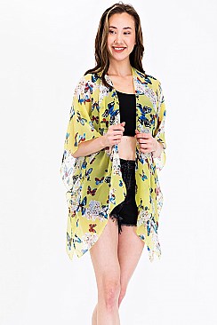 Pack of 6 Butterfly Print Kimono Cover Up