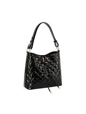 Patent Glossy Quilted Shoulder Bag