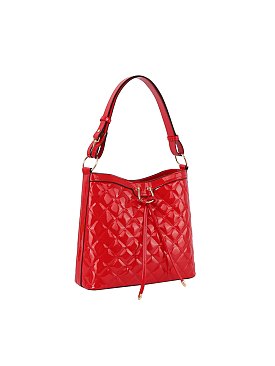 Patent Glossy Quilted Shoulder Bag