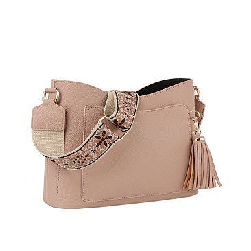 Tassel Front Pocket Crossbody Bag Hobo