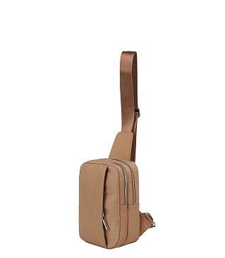 UNISEX TRIPLE ZIPS NYLON SLING BAG