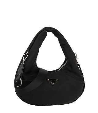 Fashionable Nylon Hobo Bag With Crossbody Strap