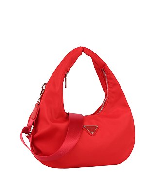 Fashionable Nylon Hobo Bag With Crossbody Strap