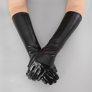 Trendy Shiny metallic elbow length gloves