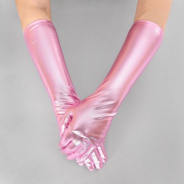 Trendy Shiny metallic elbow length gloves